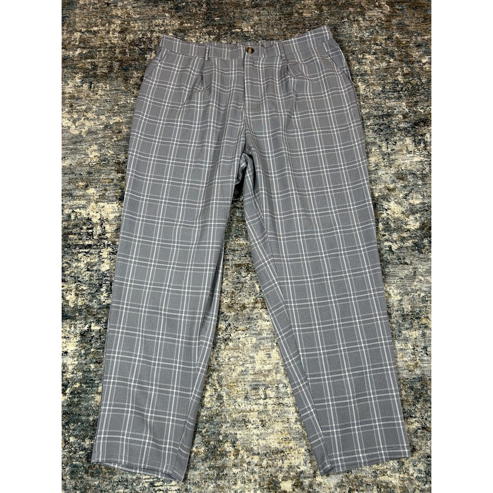 SHEIN Curve Plus Size Glen Plaid Tapered Trousers Grey 2XL